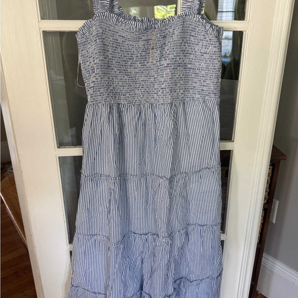 J. Crew Kids Dress in Blue and White Stripes